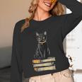 Cat Sitting On Books Unisex Long Sleeve T-Shirt