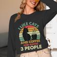 Cats Coffee & 3 People Tee Cute Font Introvert Humor Unisex Long Sleeve T-Shirt Cats Coffee & 3 People Tee Cute Font Introvert Humor Unisex Long Sleeve T-Shirt