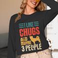 Chug Dog Retro Vintage Pughuahua Owner Fur Parent Introvert Unisex Long Sleeve T-Shirt