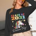 Class Of 2031 Magical Unicorn Graduation Cap Unisex Long Sleeve T-Shirt