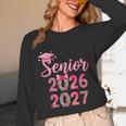 Coquette Pink Bow Flowers Senior 2026 2027 Graduation Unisex Long Sleeve T-Shirt