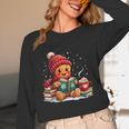 Cozy Gingerbread Christmas Reading Book Xmas Snowflakes Fall Unisex Long Sleeve T-Shirt