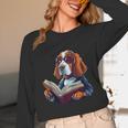 Cute Dog Basset Hound Reading Book Unisex Long Sleeve T-Shirt