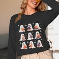 Cute Ghost Reading Book Lovers Halloween Ghost Unisex Long Sleeve T-Shirt