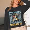 Dabbing Graduation Boy 5th Grade Nailed It Class Of 2025 Unisex Long Sleeve T-Shirt
