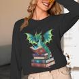 Dragon Reading Books Fantasy Lovers Mythical Creatures Unisex Long Sleeve T-Shirt