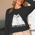 Ew People Introvert Sayings Sarcastic Cat Quote Unisex Long Sleeve T-Shirt