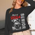Fun Trendy UFO Sloth Graduation Class Of 2024 Senior Unisex Long Sleeve T-Shirt