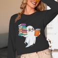 Ghost Reading Books Halloween Library Unisex Long Sleeve T-Shirt