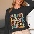 Happy Last Day Of School Groovy Teacher Student Graduation Unisex Long Sleeve T-Shirt