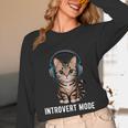 Introvert Mode Cat With Headphones Kitten Lover Unisex Long Sleeve T-Shirt