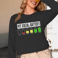 Introvert My Social Battery Low Level Graphic Unisex Long Sleeve T-Shirt