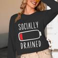 Introvert Socially Drained Battery Unisex Long Sleeve T-Shirt