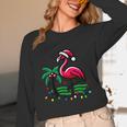 Nostalgia Holiday Tees -Adult Christmas Flamingo Small Short Sleeve Crew Neck Cotton Polyester Lightweight Ribbed Cuff Winter Unisex Long Sleeve T-Shirt