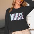 Nurse Glitch Aesthetic Graduation Nurse Glitch Graphic Art Unisex Long Sleeve T-Shirt