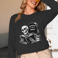 READING IN PEACE RIP Introvert Skeleton Read Book Meme Unisex Long Sleeve T-Shirt
