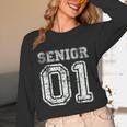 Senior 01 Class Of 2001 Retro College High School Graduation Unisex Long Sleeve T-Shirt