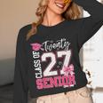 Senior 2027 Class Of 2027 Pink Coquette Bow Graduation Girl Unisex Long Sleeve T-Shirt
