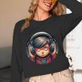 Serene Music Enthusiast With Headphones Introvert Cute Boy Unisex Long Sleeve T-Shirt