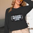 VHS Tape Rewind Glitch 90s Retro Nostalgia Please Rewind Unisex Long Sleeve T-Shirt