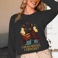 Wizard Cat Reading a Book While Crocheting Unisex Long Sleeve T-Shirt