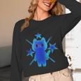 Yk2 Grunge Earthy Blue Cat With Stars Tomboy 90s Nostalgia Unisex Long Sleeve T-Shirt