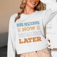 Bird Watching Now Minimal Socializing Introvert Vintage Unisex Long Sleeve T-Shirt