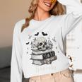 Boo Skeleton Skull Books Halloween Women School Teacher Kid Premium Unisex Long Sleeve T-Shirt