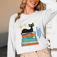 Cat And Books Retro Midcentury Mid Century Aesthetic Unisex Long Sleeve T-Shirt Cat And Books Retro Midcentury Mid Century Aesthetic Unisex Long Sleeve T-Shirt