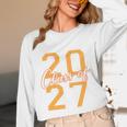 Class Of 2027 Graduation Varsity Orange On The Back Premium Tri-Blend Unisex Long Sleeve T-Shirt