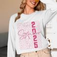 Cute Girls Women Class 2025 Graduation Senior Coquette Bow Unisex Long Sleeve T-Shirt