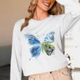 Frutiger Aero Aesthetic Butterfly Computer Fishes Scenery Raglan Baseball Tee Unisex Long Sleeve T-Shirt
