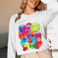 Frutiger Aero Aesthetic Tech Orb Pattern Heart Cherry Lips Raglan Baseball Tee Unisex Long Sleeve T-Shirt