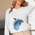 Frutiger Aero Splashy Dolphin Y2k Aesthetic Graphic Premium Unisex Long Sleeve T-Shirt