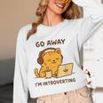 Go Away I'm Introverting Cozy Cat With Laptop And Coffee Unisex Long Sleeve T-Shirt Go Away I'm Introverting Cozy Cat With Laptop And Coffee Unisex Long Sleeve T-Shirt