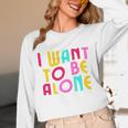 Introvert I Want To Be Alone Retro Wavy Unisex Long Sleeve T-Shirt