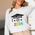 K -12th Grade Hand Prints Space Graduation Class Of 2034 Unisex Long Sleeve T-Shirt