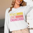 Peace Love Engineering Engineer School Graduation Retro Unisex Long Sleeve T-Shirt