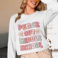 Peace Out Middle School Graduation Groovy Last Day Of School Unisex Long Sleeve T-Shirt