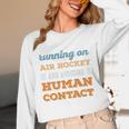 Running On Air Hockey Social Introvert Humor Vintage Unisex Long Sleeve T-Shirt