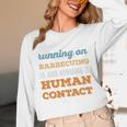 Running On Barbecuing Social Introvert Humor Vintage Unisex Long Sleeve T-Shirt