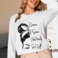 I Came I Saw I Had Anxiety So I Left Messy Bun Introvert Unisex Long Sleeve T-Shirt I Came I Saw I Had Anxiety So I Left Messy Bun Introvert Unisex Long Sleeve T-Shirt