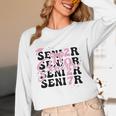 Senior 2027 Class Of 2027 Coquette Pink Bow Graduation 2027 Unisex Long Sleeve T-Shirt