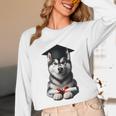 Siberian Husky Dog Graduation Cap Training School Graduate Men Women Kids Unisex Long Sleeve T-Shirt