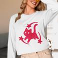 Yk2 Grunge Scary Cat With Shooting Stars 90s Nostalgia Unisex Long Sleeve T-Shirt