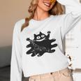 Yk2 Grunge Scary Cat With Tail Tomboy 90s Nostalgia Indie Unisex Long Sleeve T-Shirt