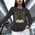 Cat Reading Book Flowers Unisex Long Sleeve T-Shirt