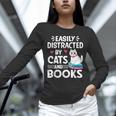Easily Distracted By Cats And Books Cute Cat And Book Lovers Unisex Long Sleeve T-Shirt