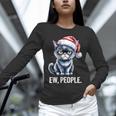 Ew People Christmas Cat Santa Hat Dad Introvert Unisex Long Sleeve T-Shirt