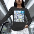 Frutiger Aero Aesthetic Tech Great Wave Of Kanagawa Fishes Unisex Long Sleeve T-Shirt